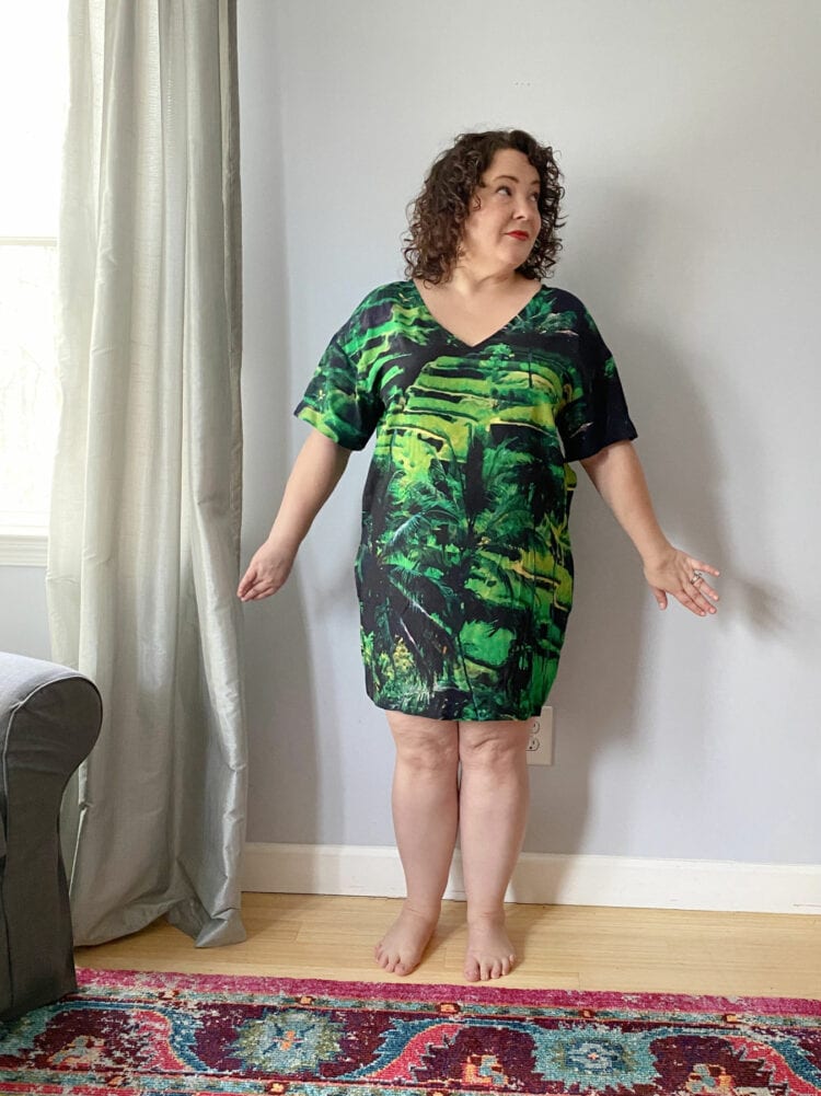 Alison Gary of Wardrobe Oxygen wearing The Kit NYC Kyle Dress in green