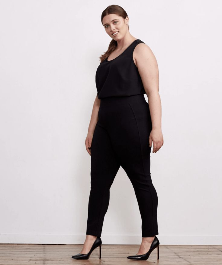 Plus Size Faux Leather Panel Ponte Leggings