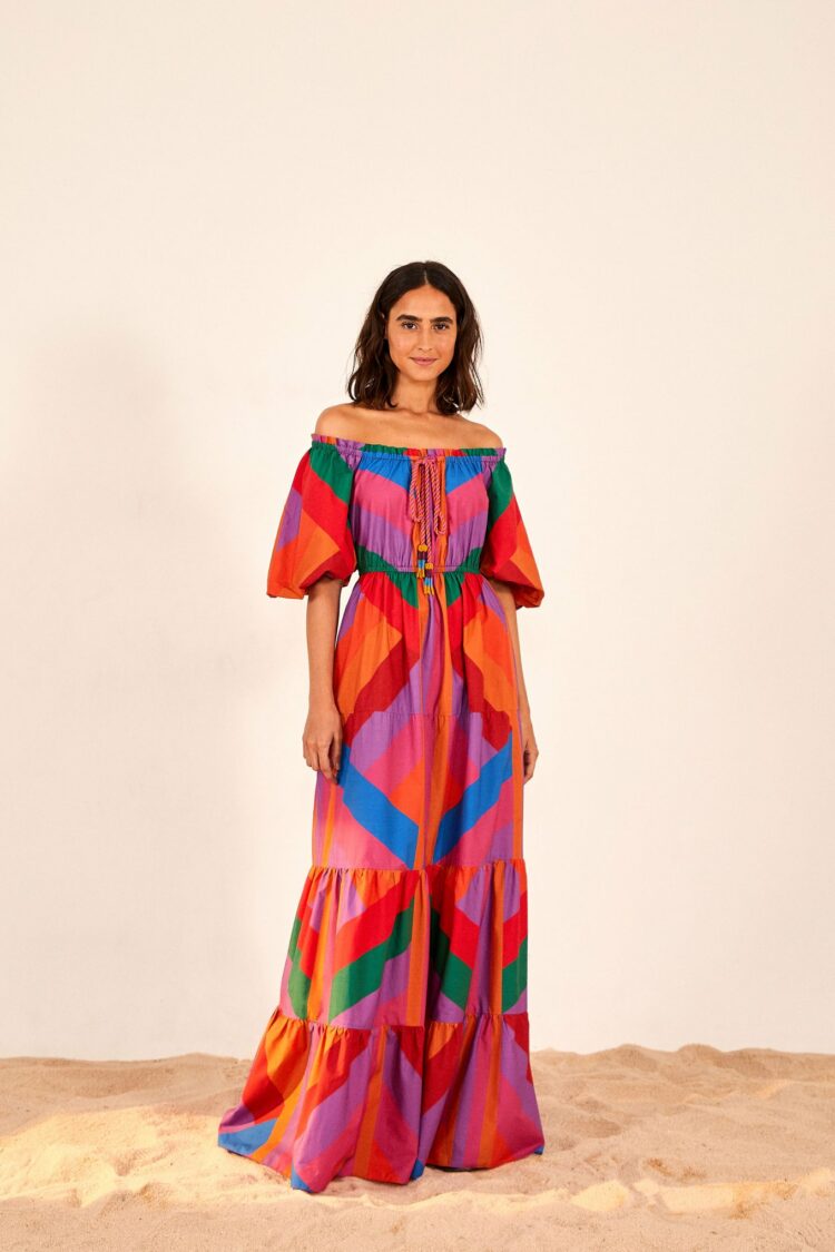 farmrio amanda stripes maxi dress