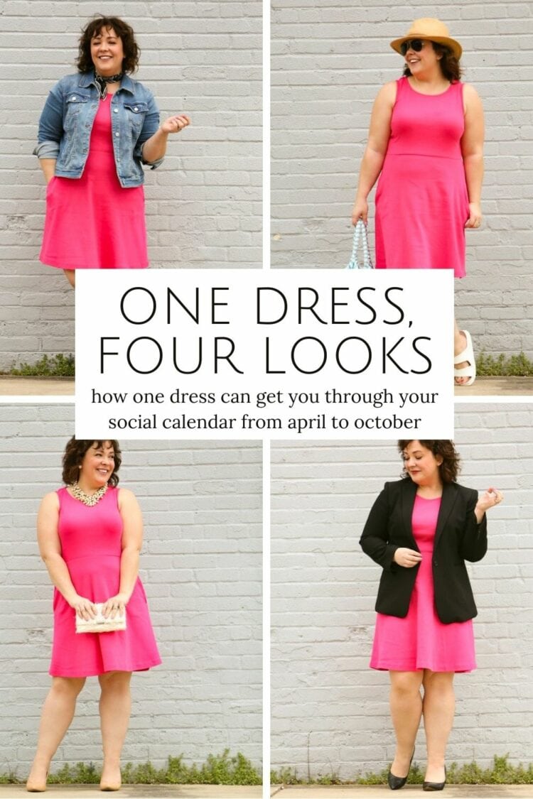 One Knit Dress Four Ways with a Fit and Flare from Talbots 1 one knit dress four ways styled by Wardrobe Oxygen