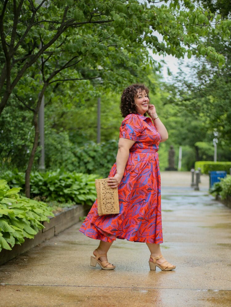 ALEXIS for Target Tropical Leaf Short Sleeve Shirtdress