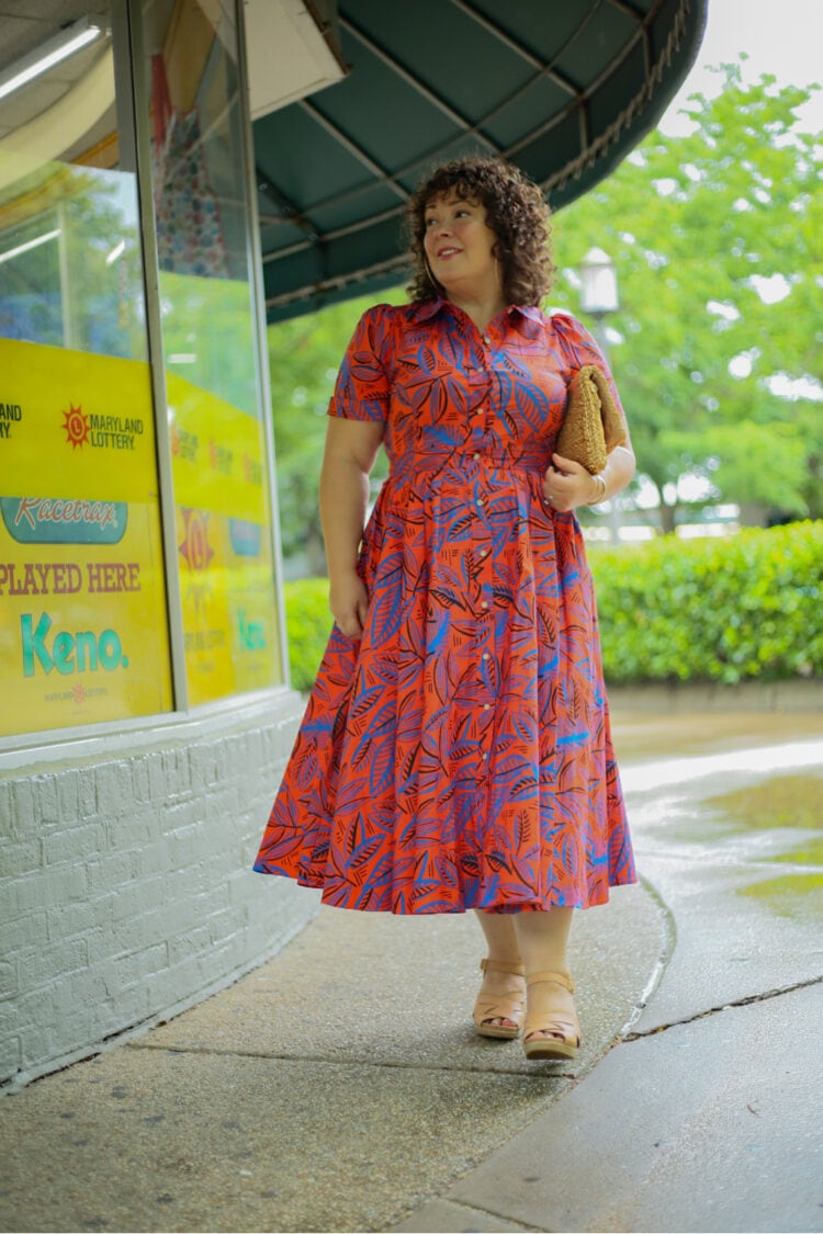 ALEXIS for Target Tropical Leaf Short Sleeve Shirtdress