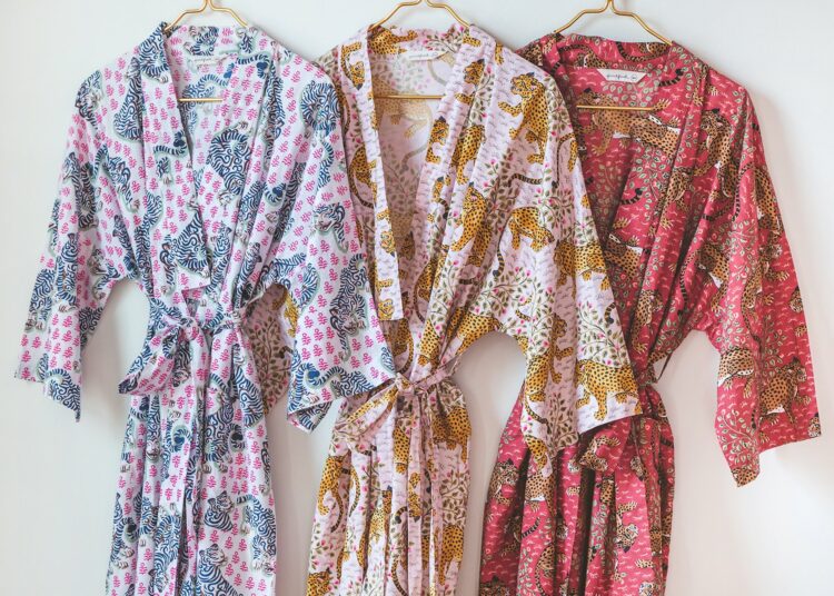 three Printfresh cotton robes