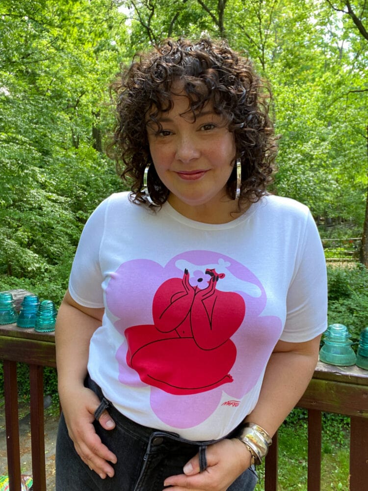 Wearing the Universal Standard x Planned Parenthood tee by Melissa Koby in size XS 