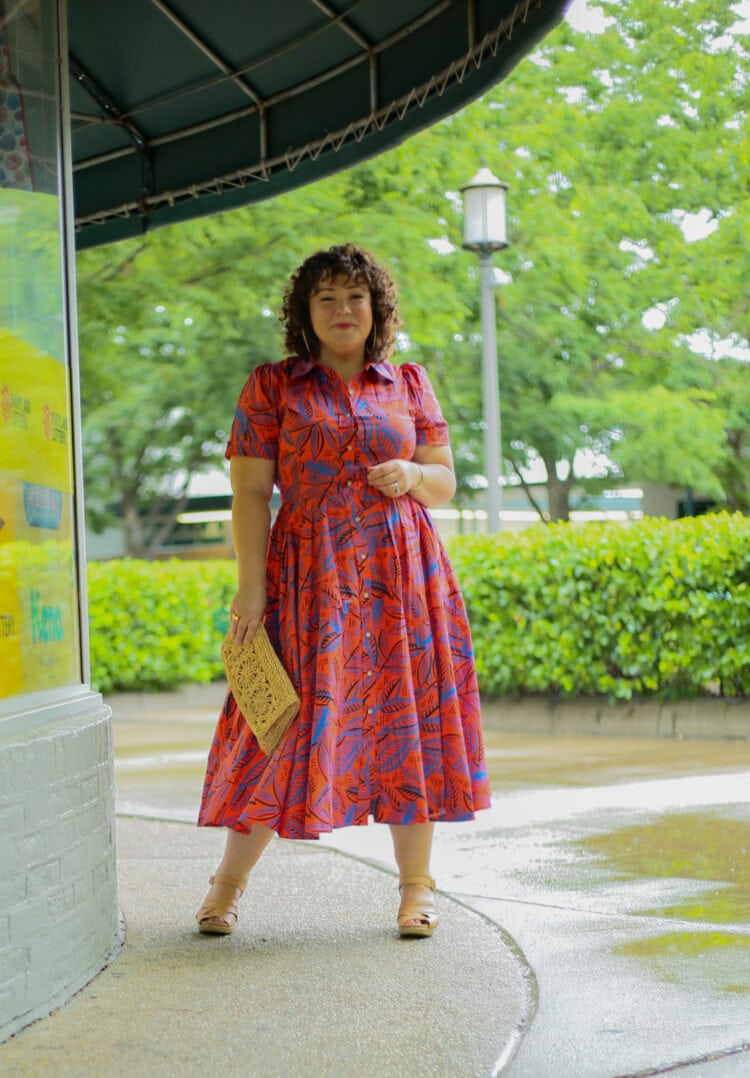 ALEXIS for Target Tropical Leaf Short Sleeve Shirtdress