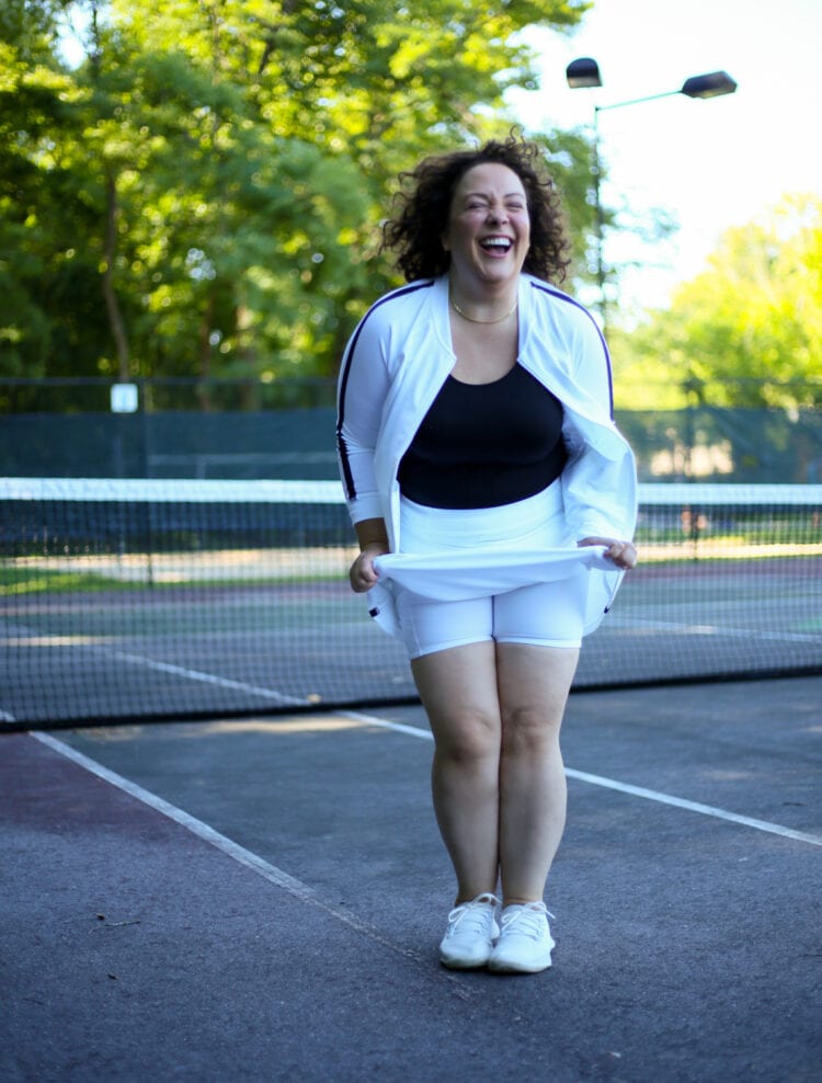 Showing the shorts that are under the Talbots On the Move Skort