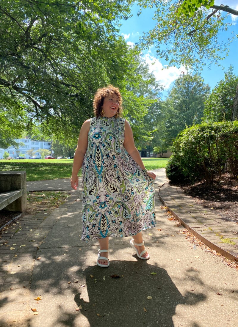 Wardrobe Oxygen in a Chico's Black Label Maxi Dresshico's