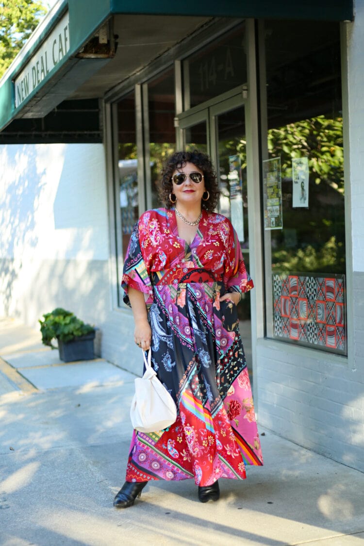 eshakti review by Wardrobe Oxygen and her experience ordering this red printed maxi dress