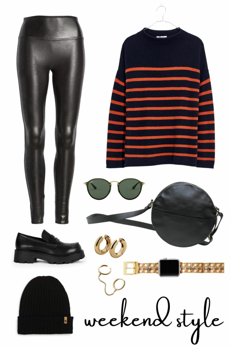 what to wear with faux leather leggings