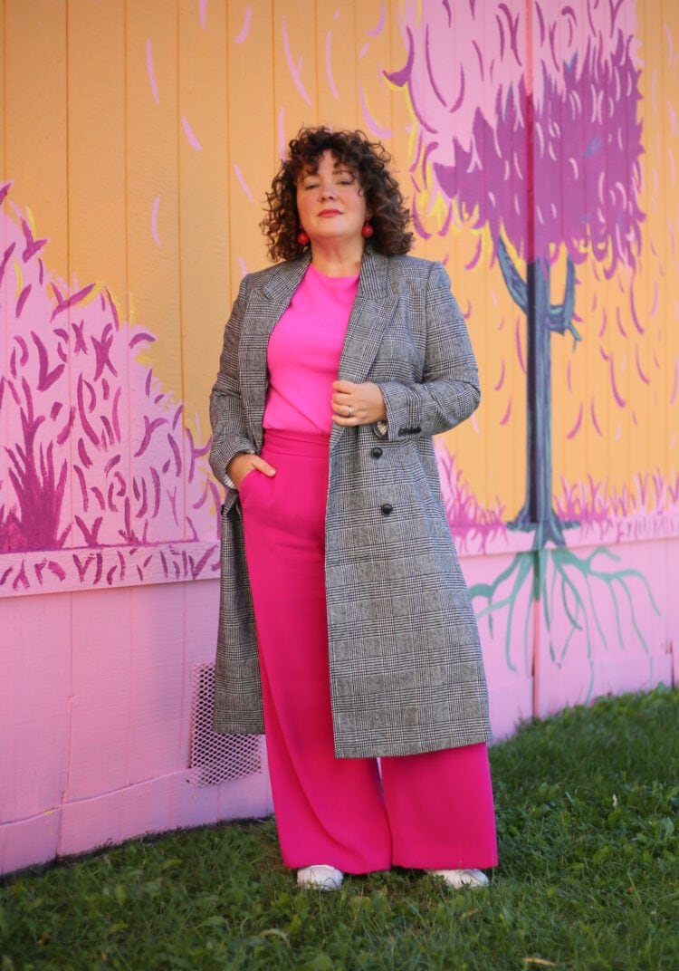 Styling the Nili Lotan x Target Plaid Overcoat with Pink 1 Nili Lotan x Target plaid overcoat on Wardrobe Oxygen