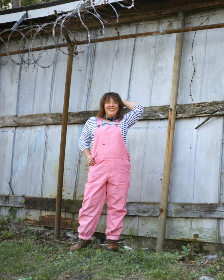 pink Dickies overalls on Wardrobe Oxygen