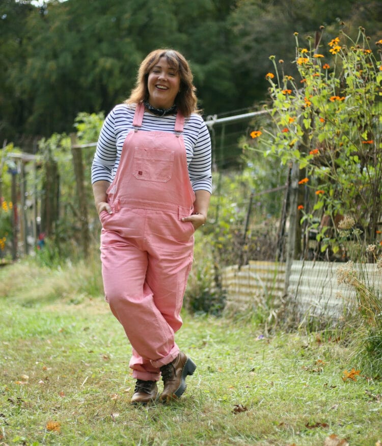 Grapefruit WV overalls dyed pink Dickies overalls on Wardrobe Oxygen
