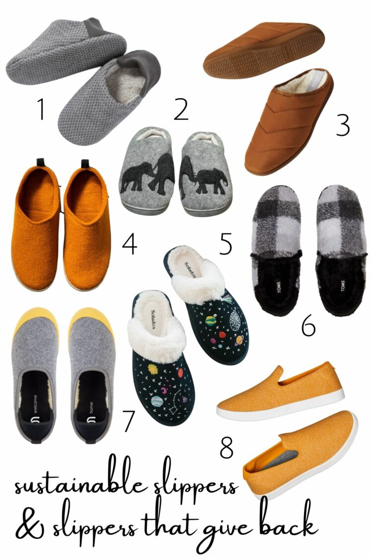 the best sustainable slippers for women in a collage of eight styles