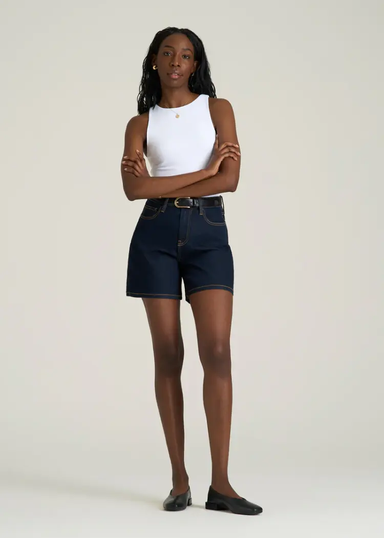 The Best Denim Shorts for Women Over 40: Size-Inclusive Picks for Most Every Body 2 American Tall Stretch Denim Shorts