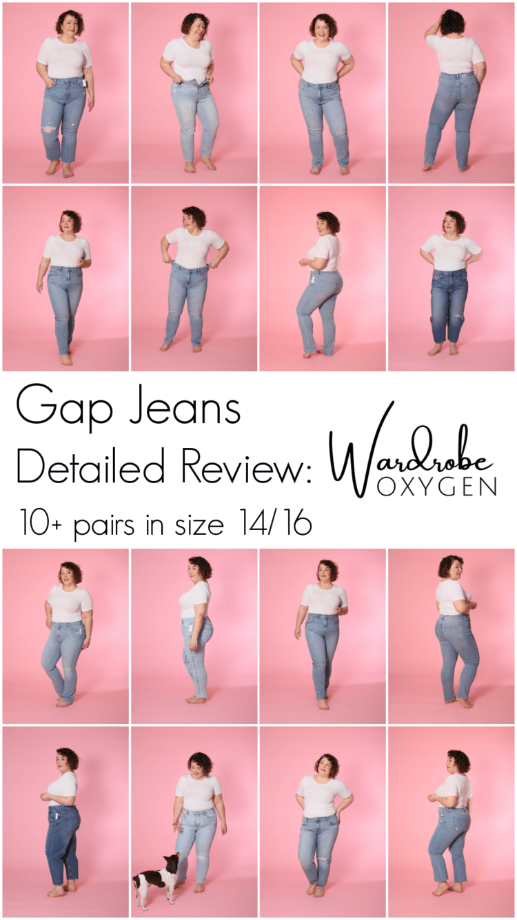 Collage of all the images showing Alison in the various jeans 10 plus piars in size 14/16.