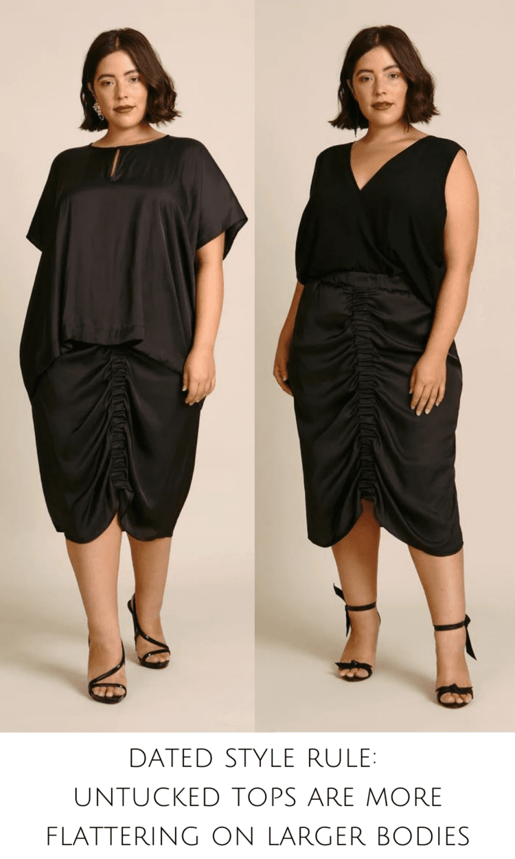 it's time to break some style rules such as the dated fashion rule that larger bodies shouldn't wear tucked in tops.