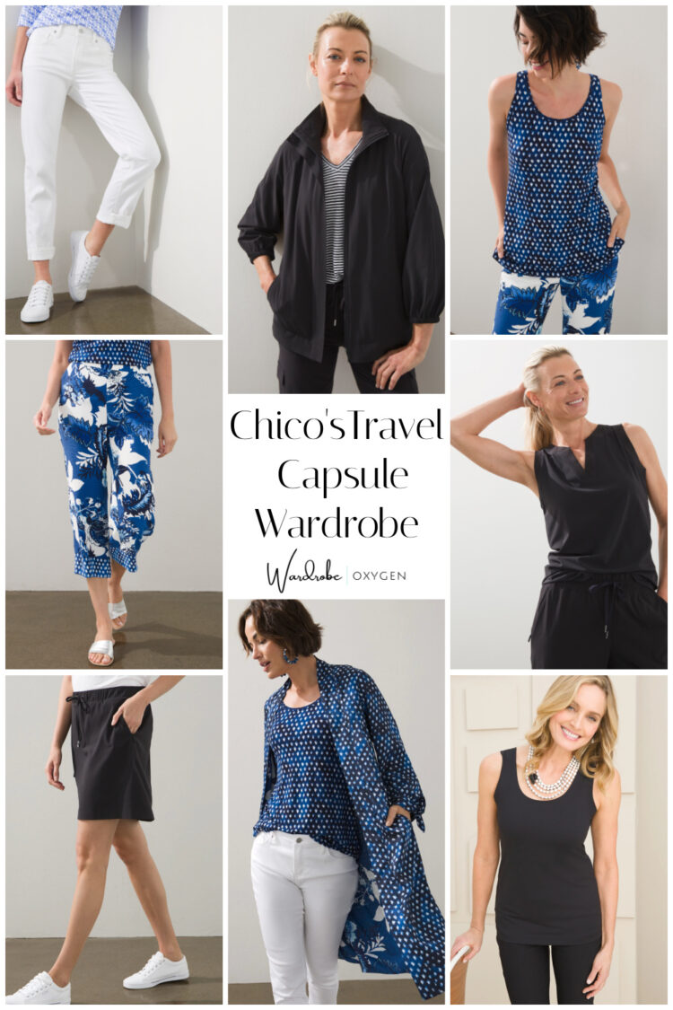 A Blue, Black and White Capsule Wardrobe for Travel - Wardrobe Oxygen