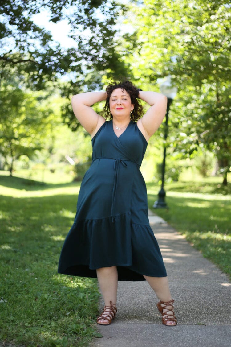 plus size green wrap dress