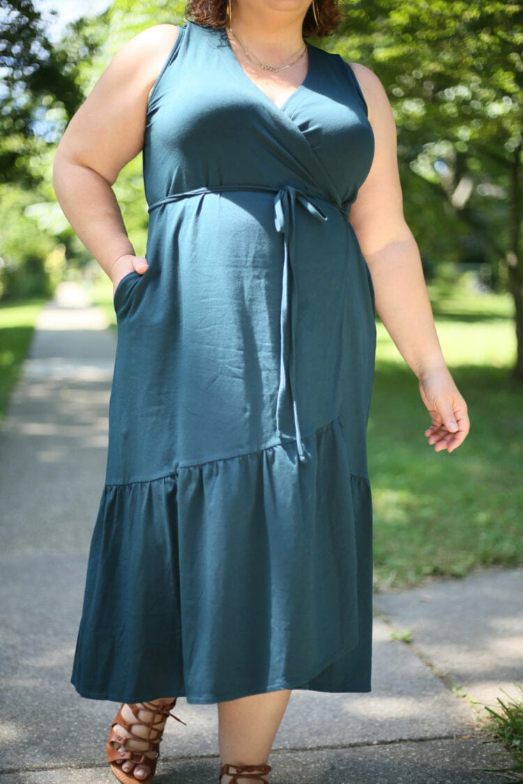 Alison reviews the Tiered Twirl Wrap Dress from Universal Standard to see if it is a busty-friendly wrap dress
