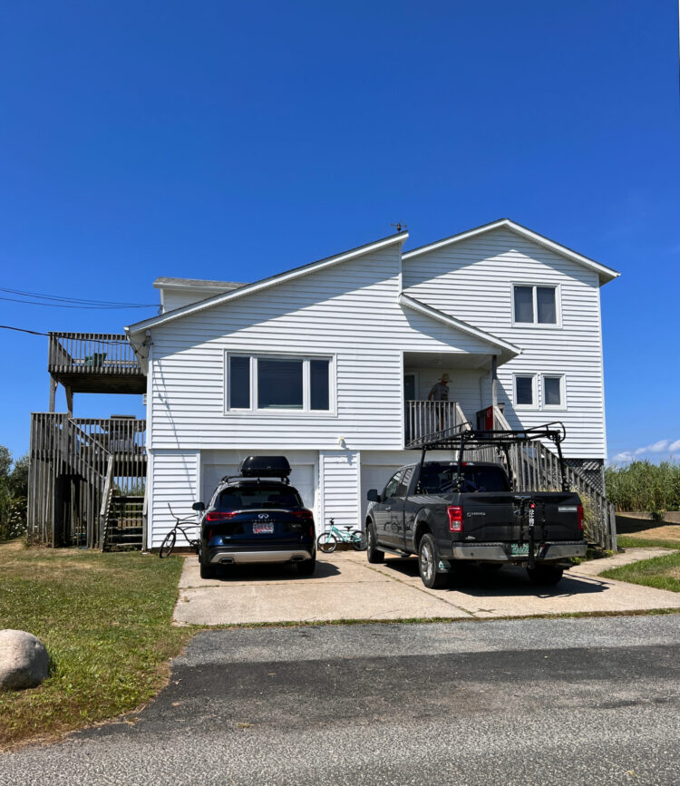 Summer Family Vacation in Mastic Beach in a white multi-level Airbnb on the Narrow Bay across from Fire Island and Smith Point New York