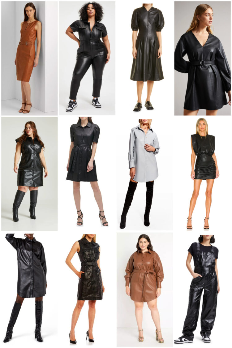 How to wear a short black leather dress?