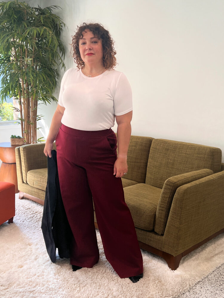 red ponte wide leg pants universal standard