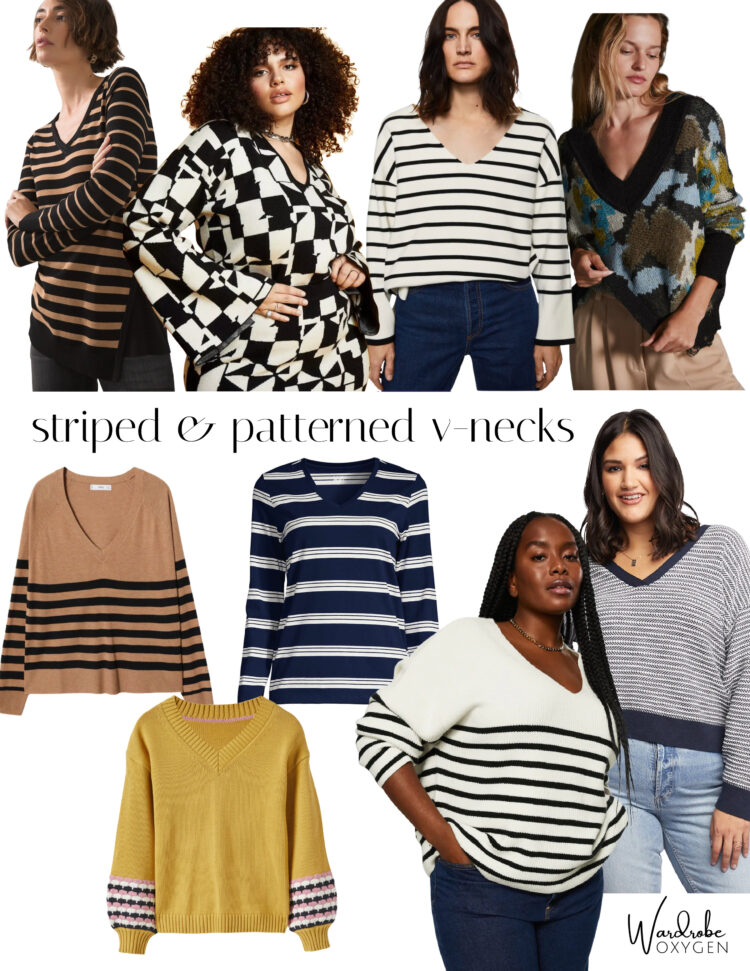 striped and patterned vnecks for fall