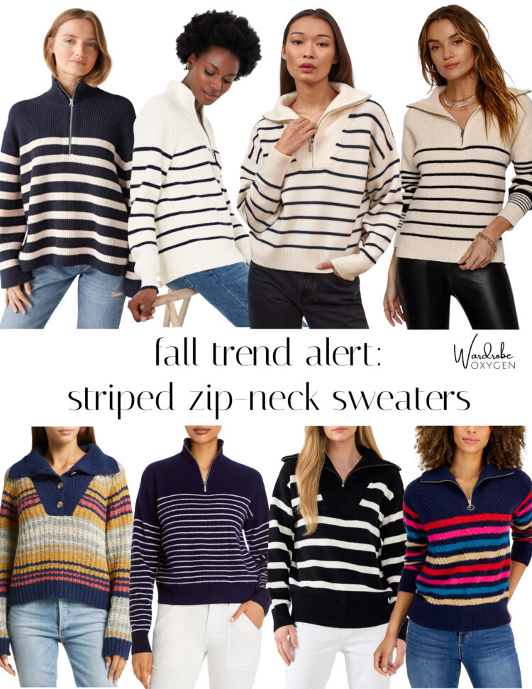 striped zip neck sweaters