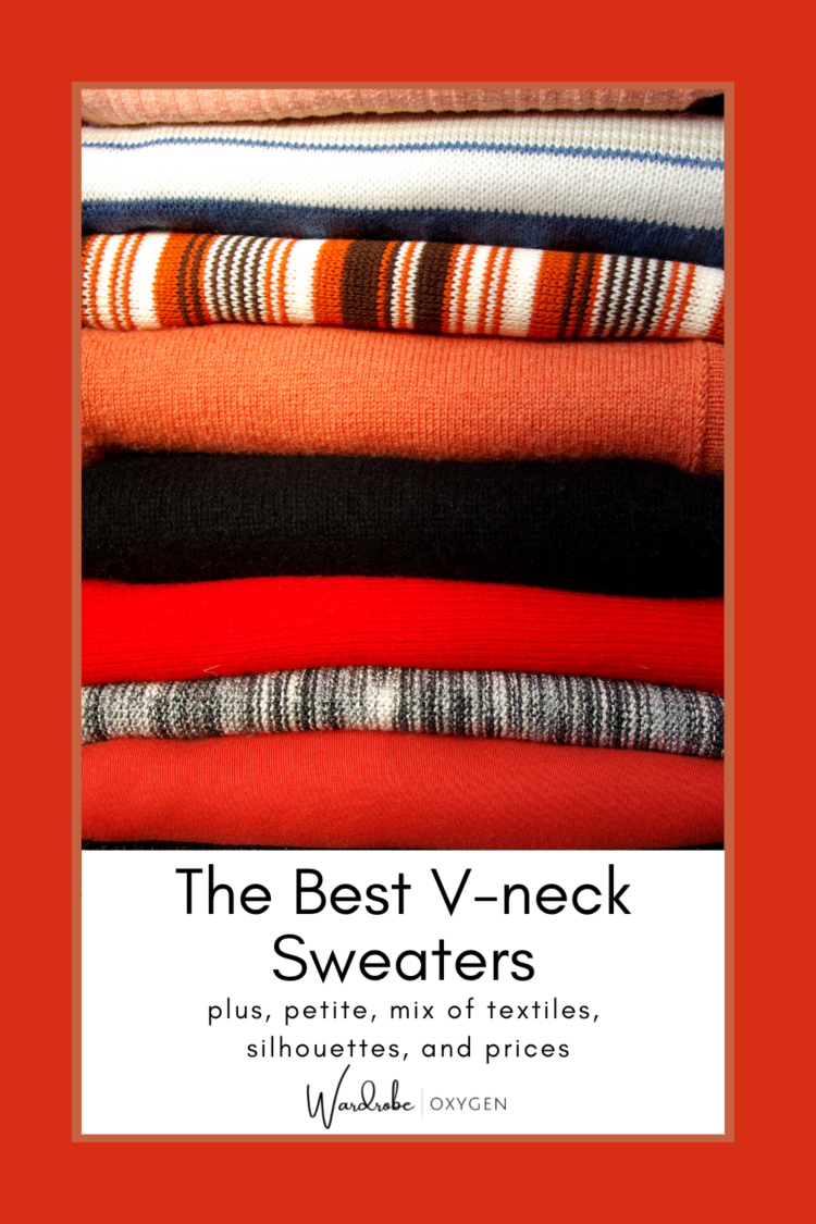 sharing the best v-neck sweaters for fall. The best cotton sweaters, cashmere sweaters, striped sweaters, faux wrap sweaters, plus size sweaters, and petite sweaters by Wardrobe Oxygen