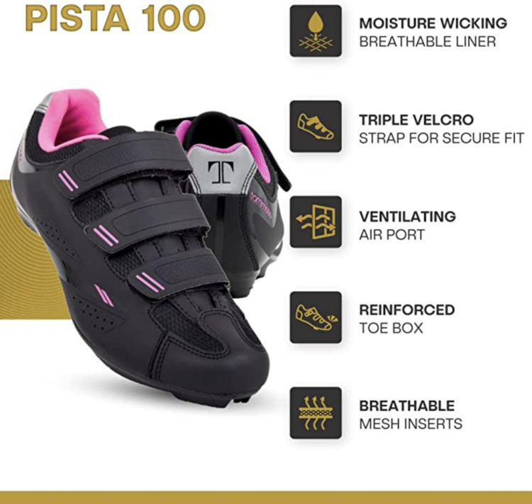 details on the Tommaso Pista, a woman's wide width cycling shoe available on Amazon