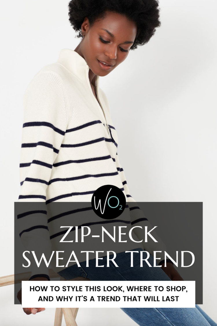 how to style the zip neck sweater trend