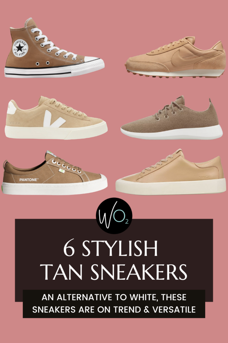 6 of the best stylish tan sneakers for grown women by Wardrobe Oxygen