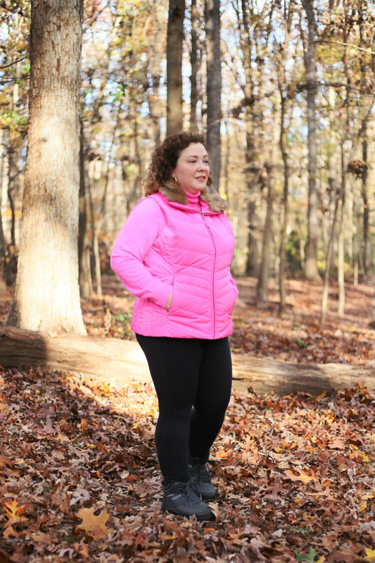 pink puffer vest plus size