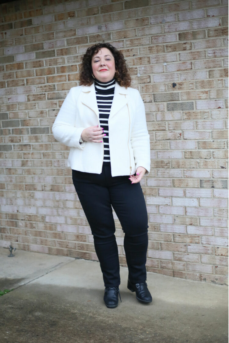 talbots cream moto jacket