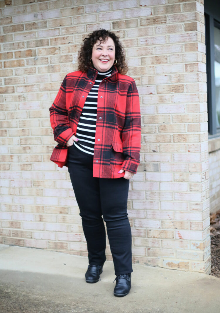 talbots plaid shacket