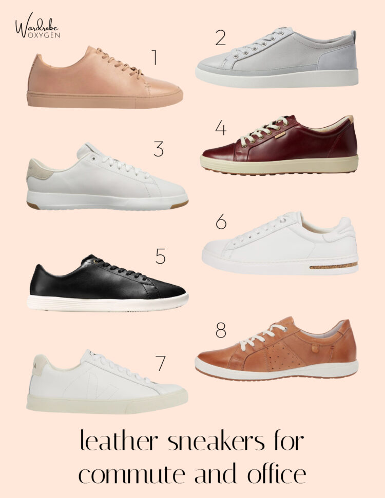 leather sneakers for women office fashion