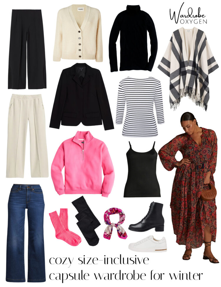 A cozy chic winter capsule wardrobe in sizes XS-3X by Alison Gary of Wardrobe Oxygen