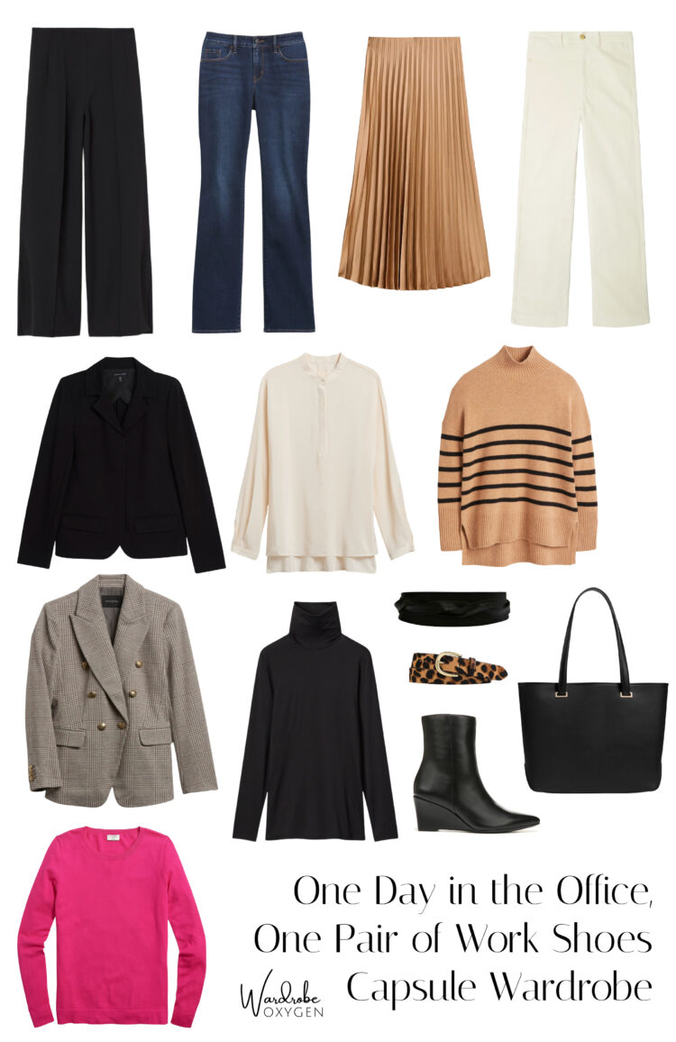 work capsule wardrobe winter to spring one pair of shoes