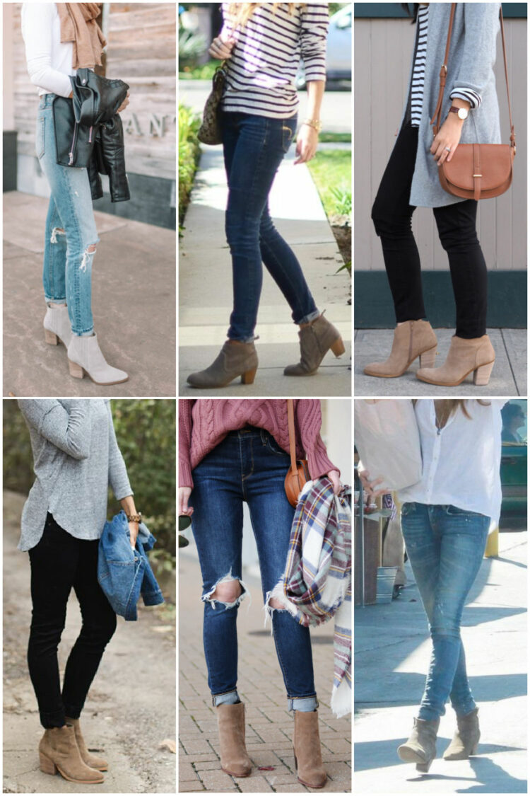 skinny jeans with suede ankle booties