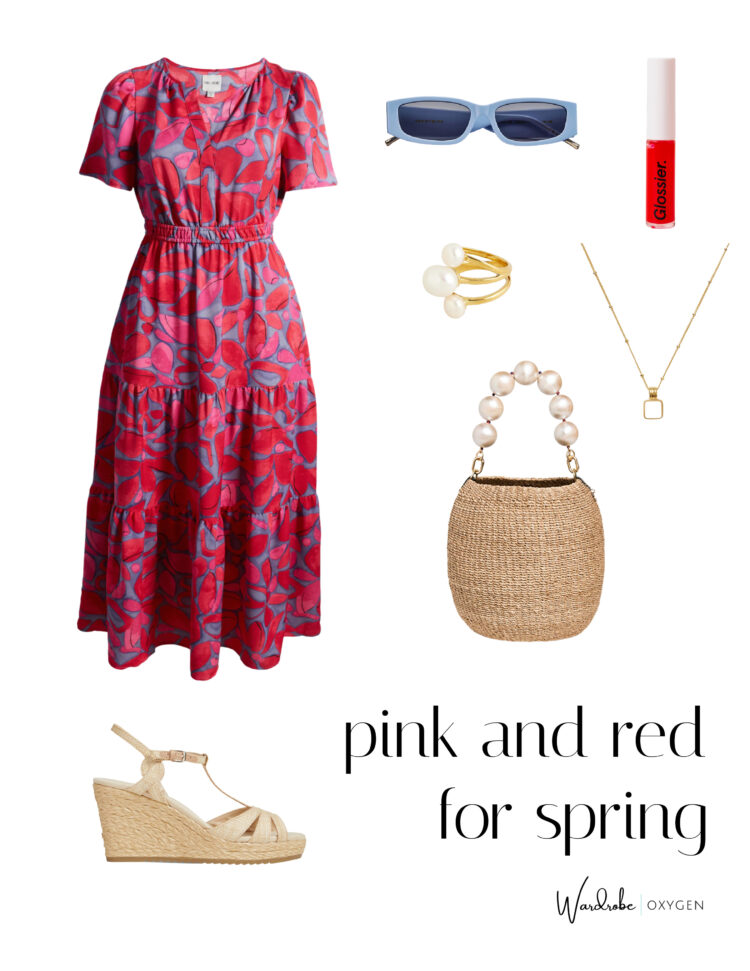 Pink and red spring outfit