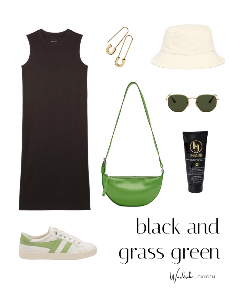 black and green spring outfit