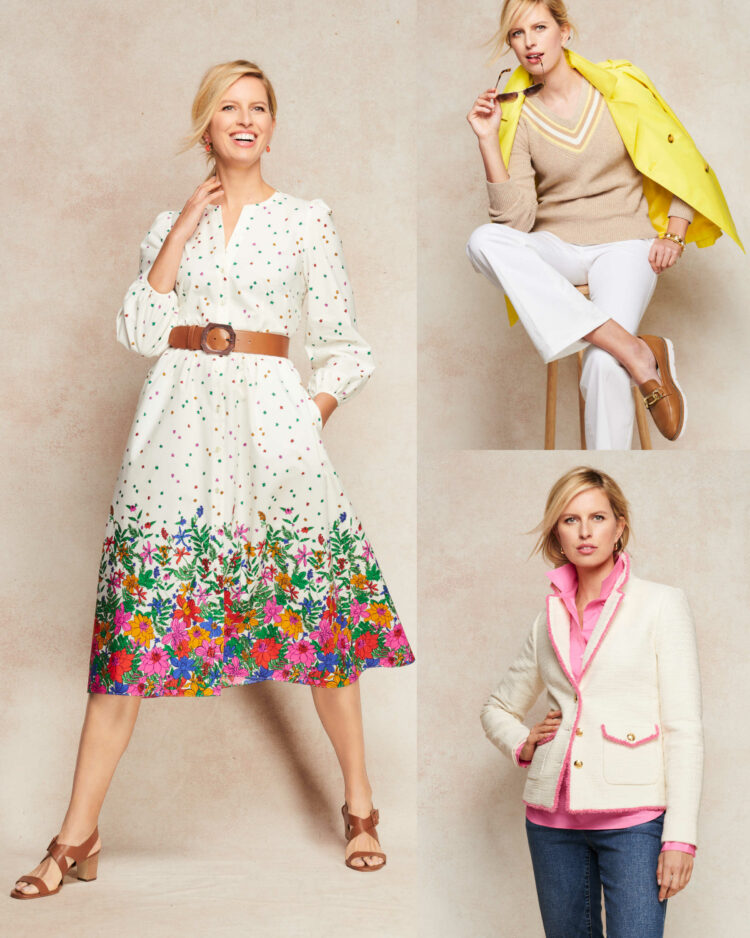 Three images from Talbots spring new arrivals for 2023