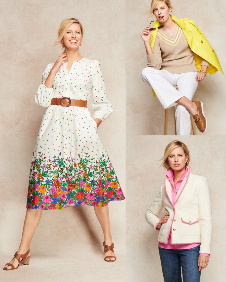 Three images from Talbots spring new arrivals for 2023 