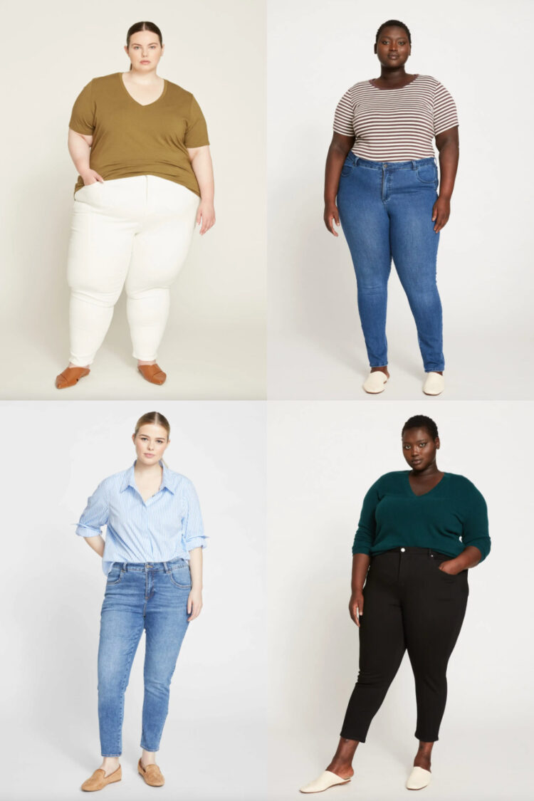 Universal Standard jeans for short and petite people: reviewing their Seine skinny jeans in high rise, mid rise, and petite options