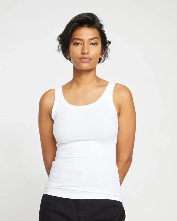 Best white tanks for women include the universal standard roitfeld ribbed tank size inclusive plus size updated for 2025