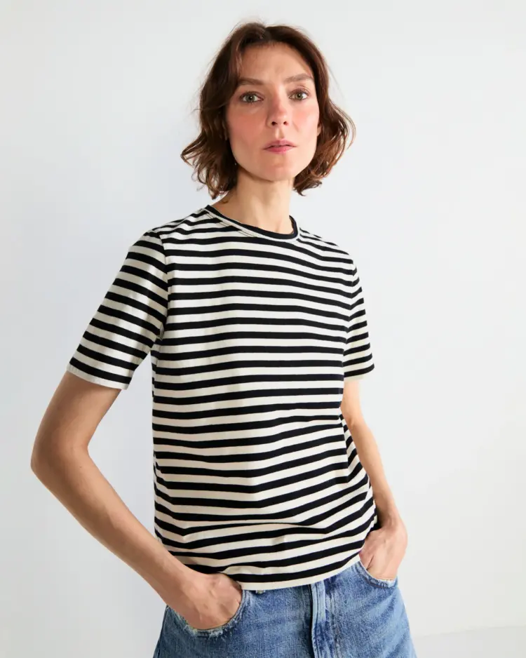 The 15 Best Breton Striped Shirts for Grown-ass Women 11 Kule the striped modern in black and cream