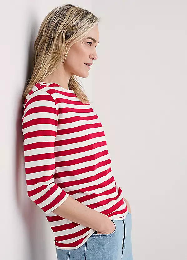 The 15 Best Breton Striped Shirts for Grown-ass Women 8 Seasalt Cornwall Sailor 3:4 Sleeve Top in red and white stripe