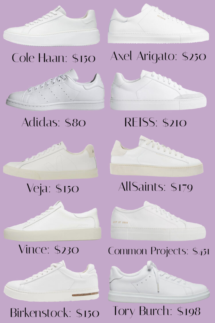 white sneaker styles from popular brands