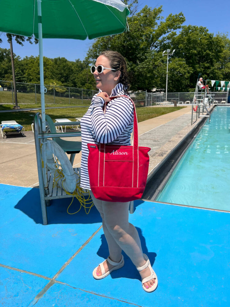 red canvas tote from Lands' End