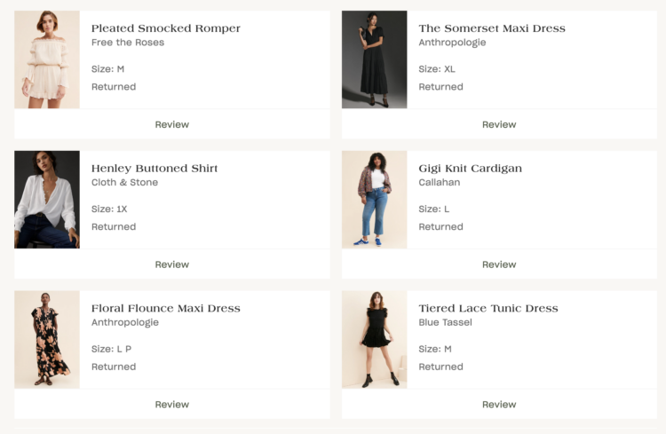 Nuuly Clothing Rental Review a screenshot of what I ordered the second month with my Nuuly subscription